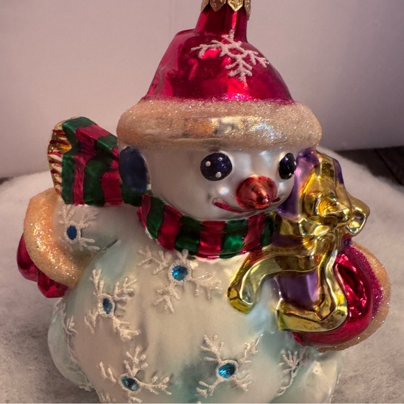 Christopher Radko Chubby Cheer Gem Snowman Blown Glass Christmas Ornament - Picture 2 of 8